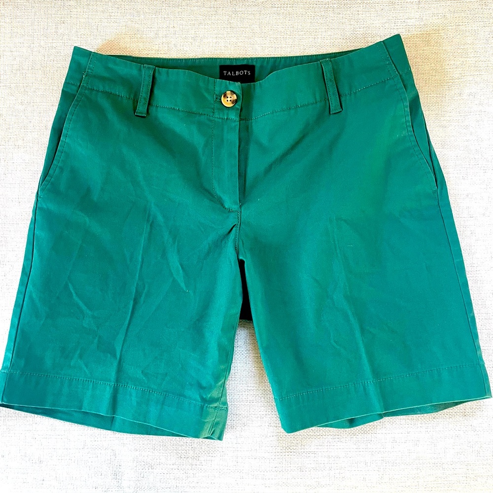 Talbots NWOT relaxed chino short 7” emerald green preppy summer short size 2